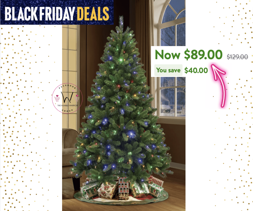 Artificial Christmas Trees Black Friday Deals Holiday Time 7ft Pre-Lit Valley Spruce Artificial Christmas Tree